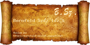 Bernfeld Szólát névjegykártya